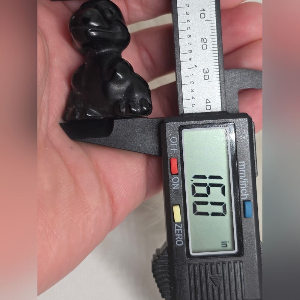 Black Obsidian Dinosaur Crystal Carving 🦖🖤 - Picture 5 of 5